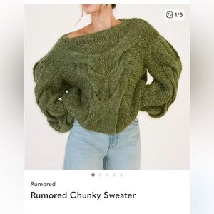 Tan/ Ivory Cable Knit Balloon Sleeve Sweater -Olivaceous